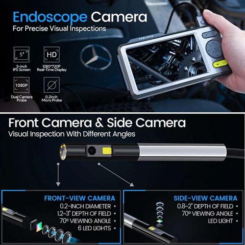 UK Inspection Camera Cavity Endoscope with 5mm Dual Camera Probe and 5 inch HD IPS Colour Screen NTS500B